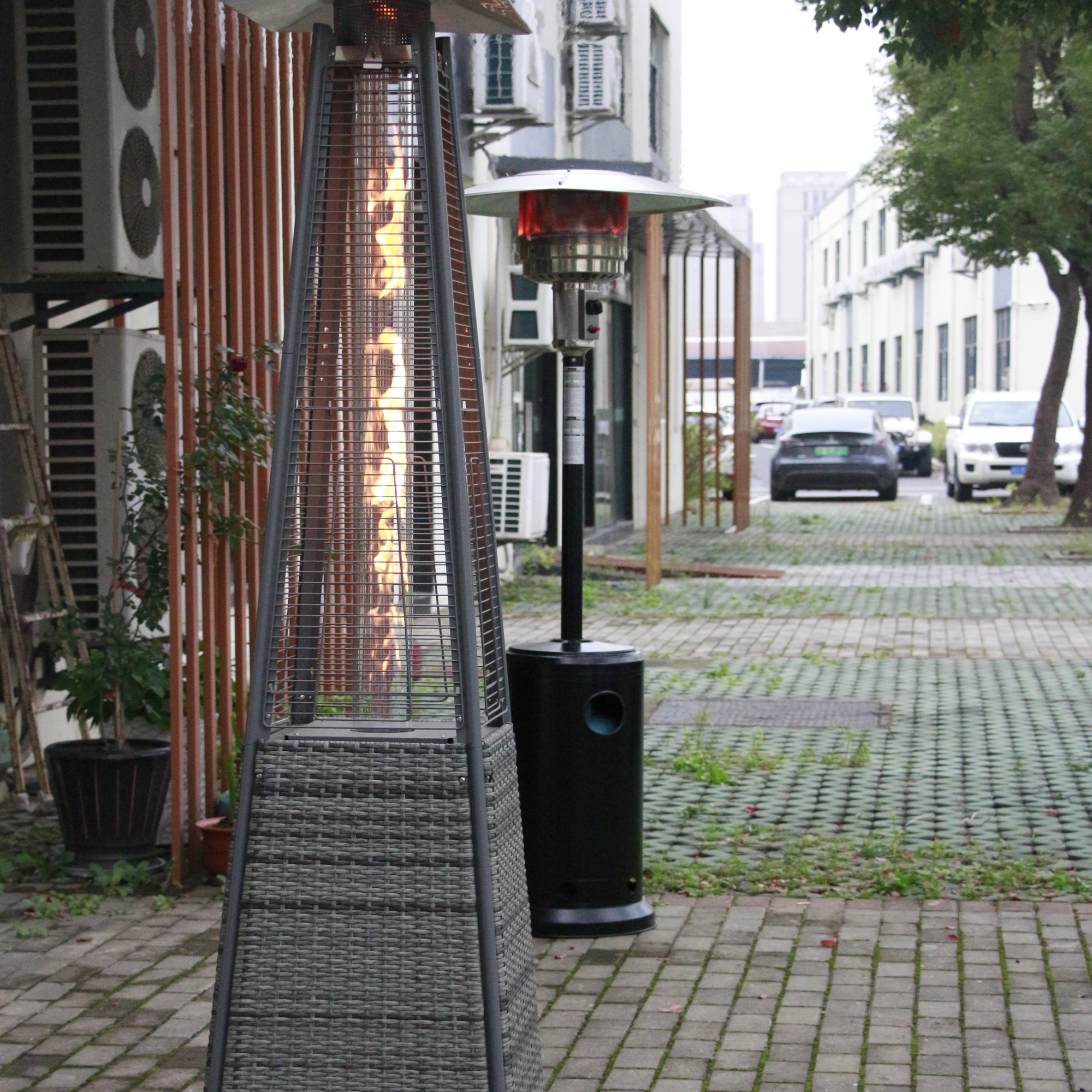 Pyramid rattan outdoor heater