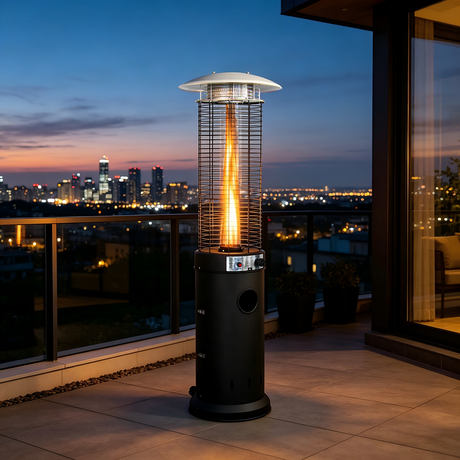 Outdoor Glass Tube Patio Heater - [Propane], [11KW], for Backyard, Garden & Commercial Use - CZGB-D1-11KW | GB-WARM