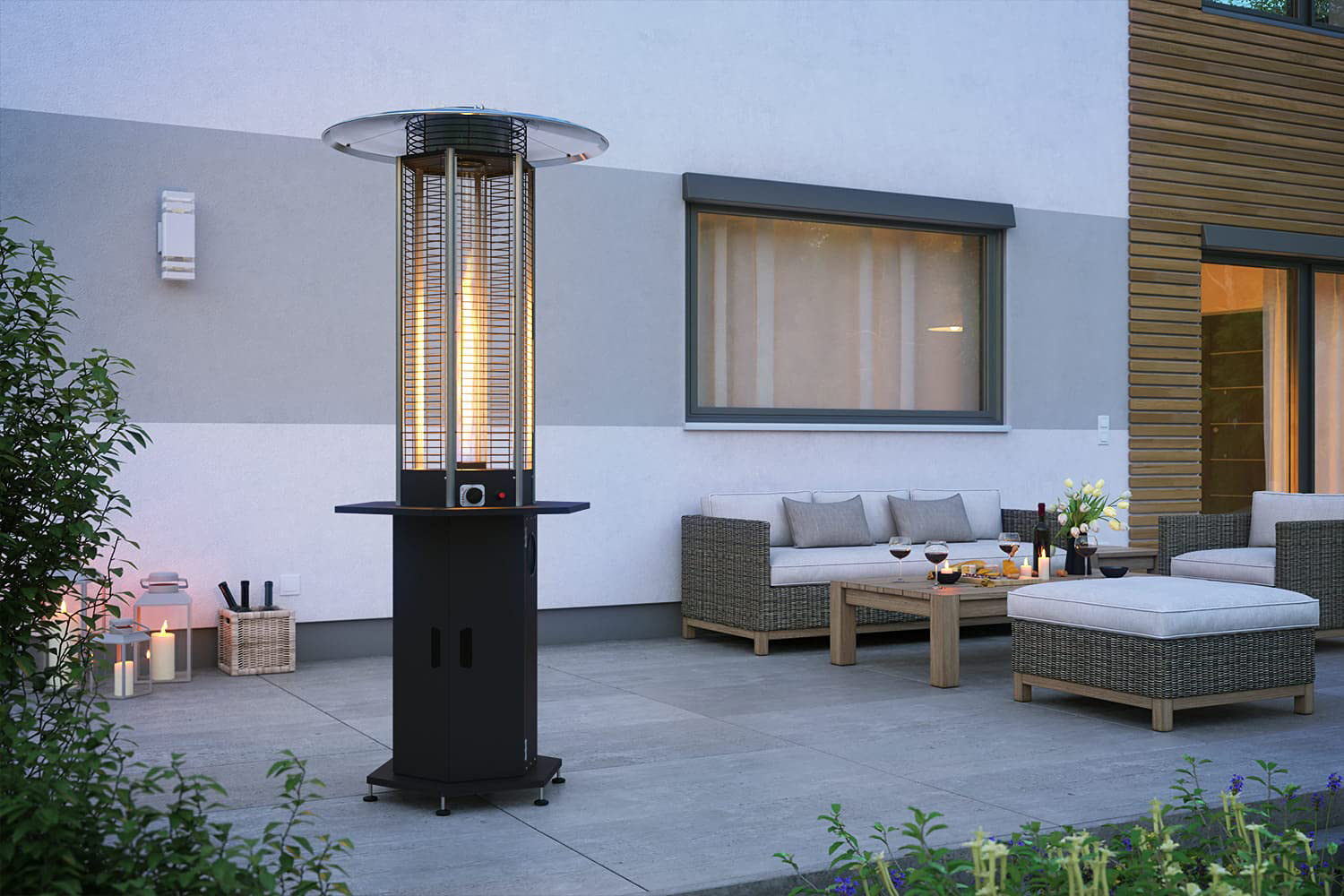 Commercial Glass Tube Flame Patio Heater